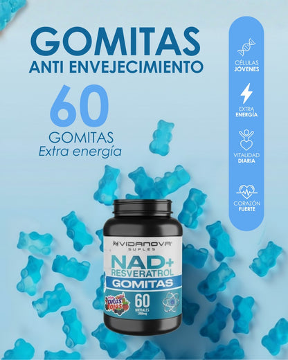 GOMITAS Y TABLETAS  NAD+RESVERATROL 1000mg 60