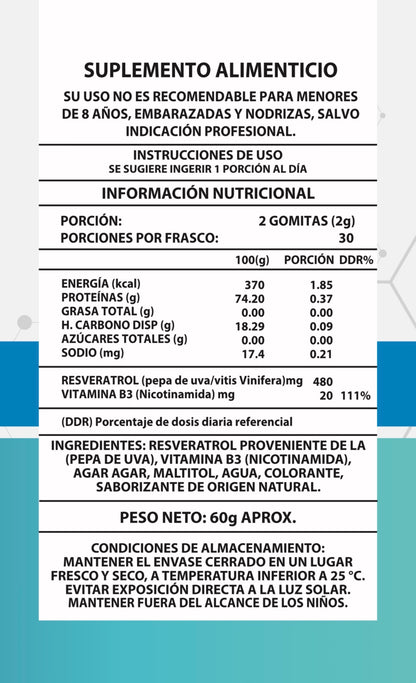 GOMITAS Y TABLETAS  NAD+RESVERATROL 1000mg 60